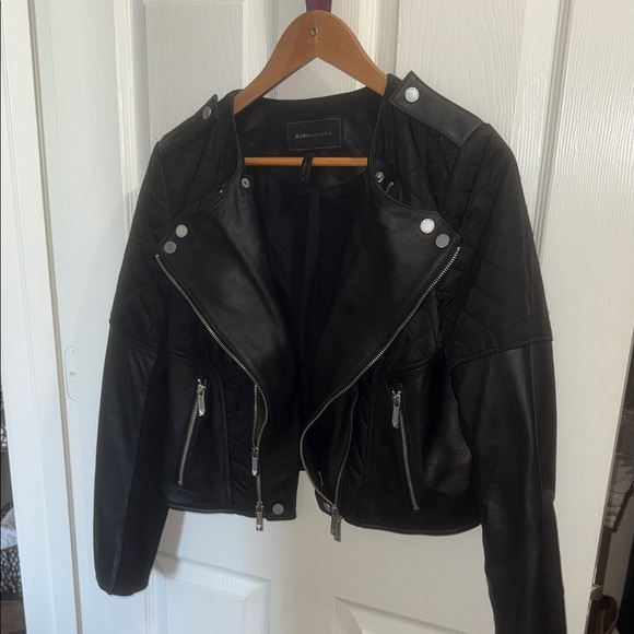 BCBGMaxAzria Jackets & Blazers - BCBG MAXAZRIA Black Leather Biker Jacket SIZE MEDIUM